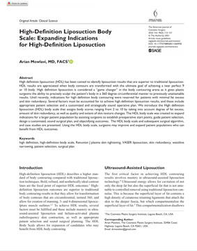 Revised Description: Academic article on "High Definition Liposuction Body Scale: Concept Introduction" with the abstract and headings visible.