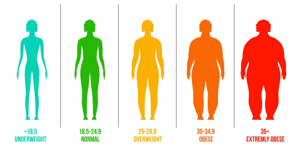 Body Mass Index explained by colored characters