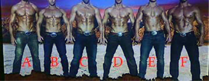 A group of shirtless men from the Vegas Show "Men from Down Under"