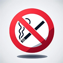 A no smoking sign on a white background emphasis of avoiding smoking during surgery.