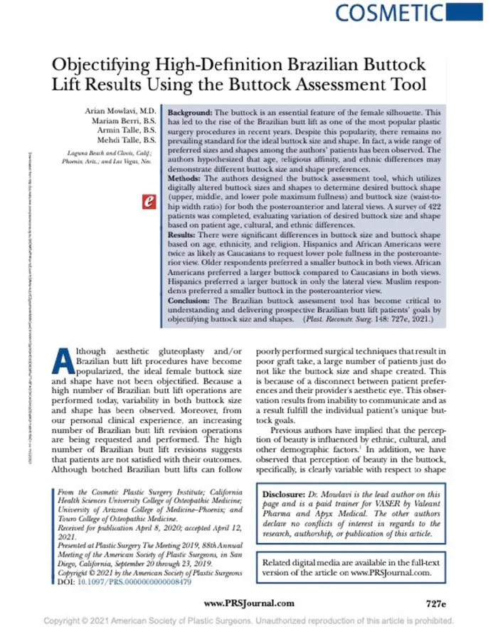 High Definition BBL using the Brazilian Buttock Lift Assessment Tool