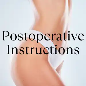 Side view of a person wearing white undergarments with the text "VASER Liposuction Postoperative Instructions" over the image.