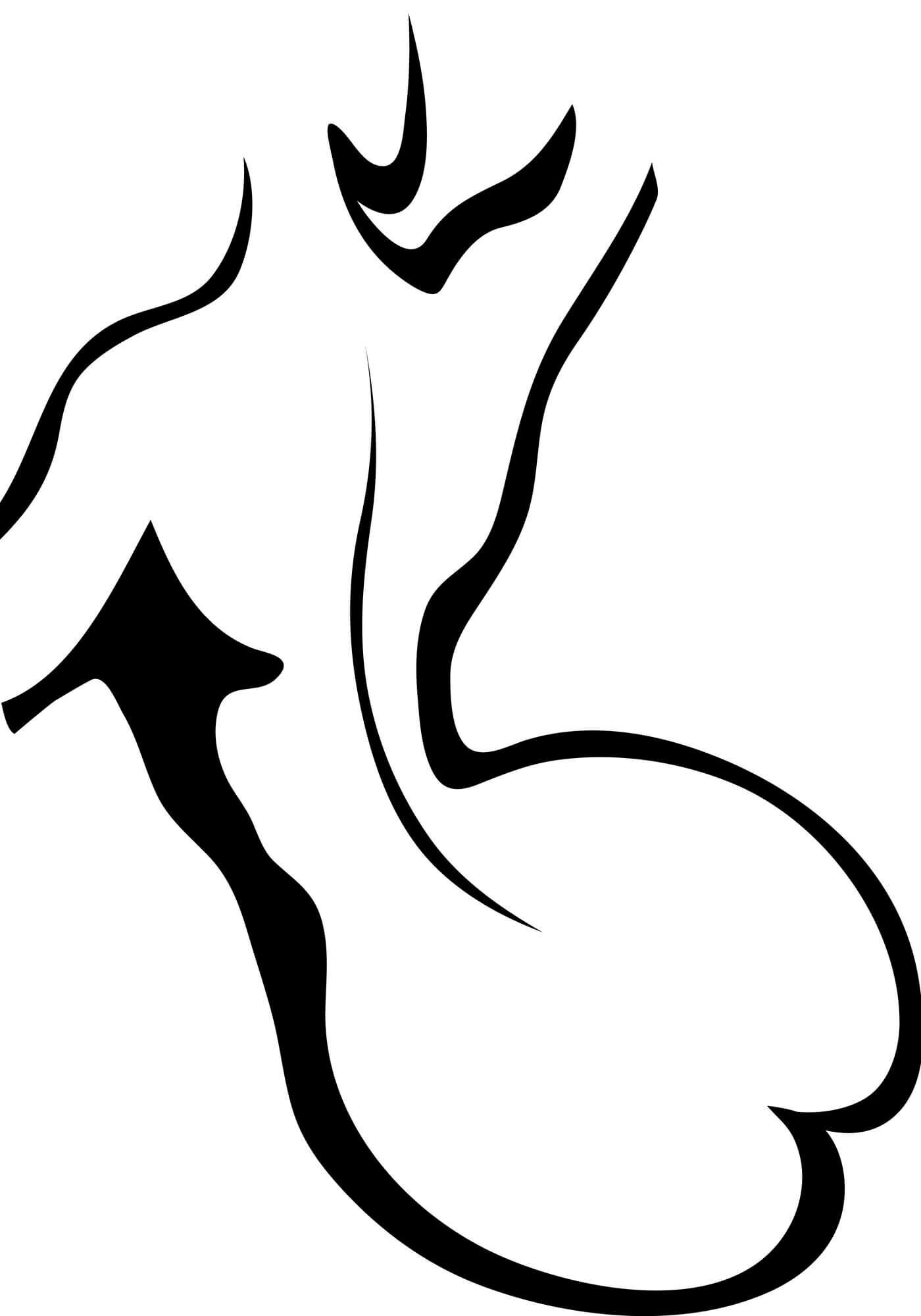 A black and white silhouette of a woman's body.
